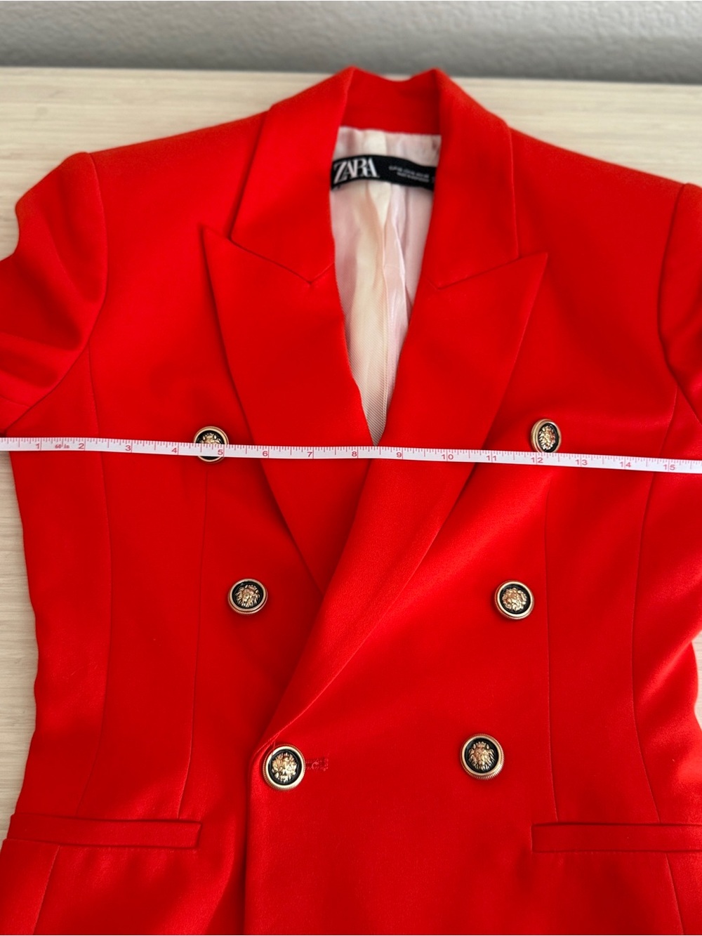 Zara Vibrant Double Breasted Burnt Orange Blazer with gold buttons - Picture 6 of 10
